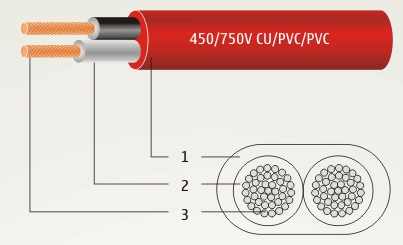 Dây ôvan hai ruột mềm CU/PVC/PVC điện áp danh định đến và bằng 450/750V, kiểu 6610 TCVN 10